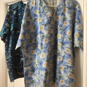 Two scrubs tops large to extra large